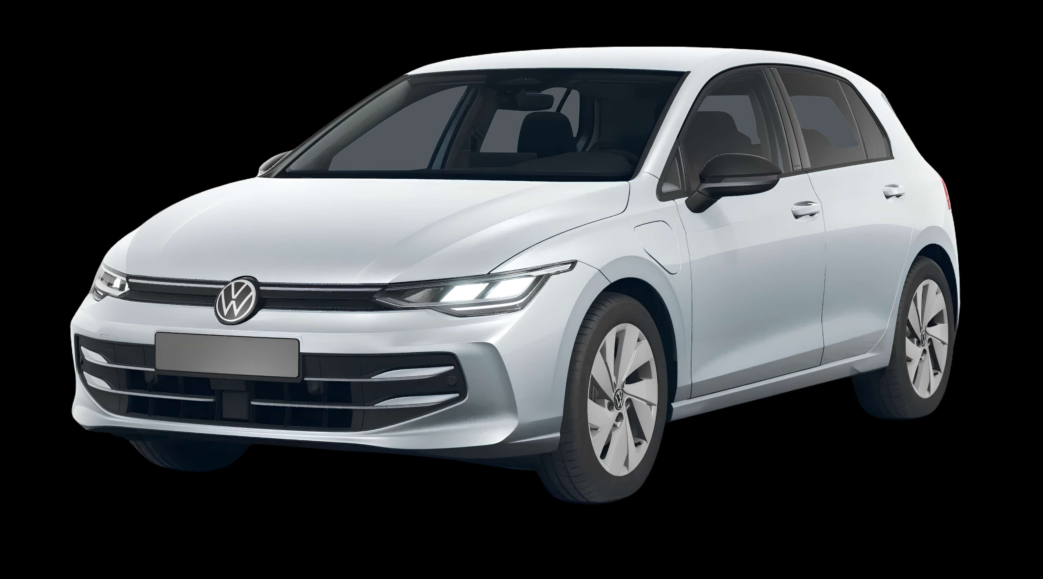 Schräge Frontansicht eines Volkswagen Golf, freigestellt