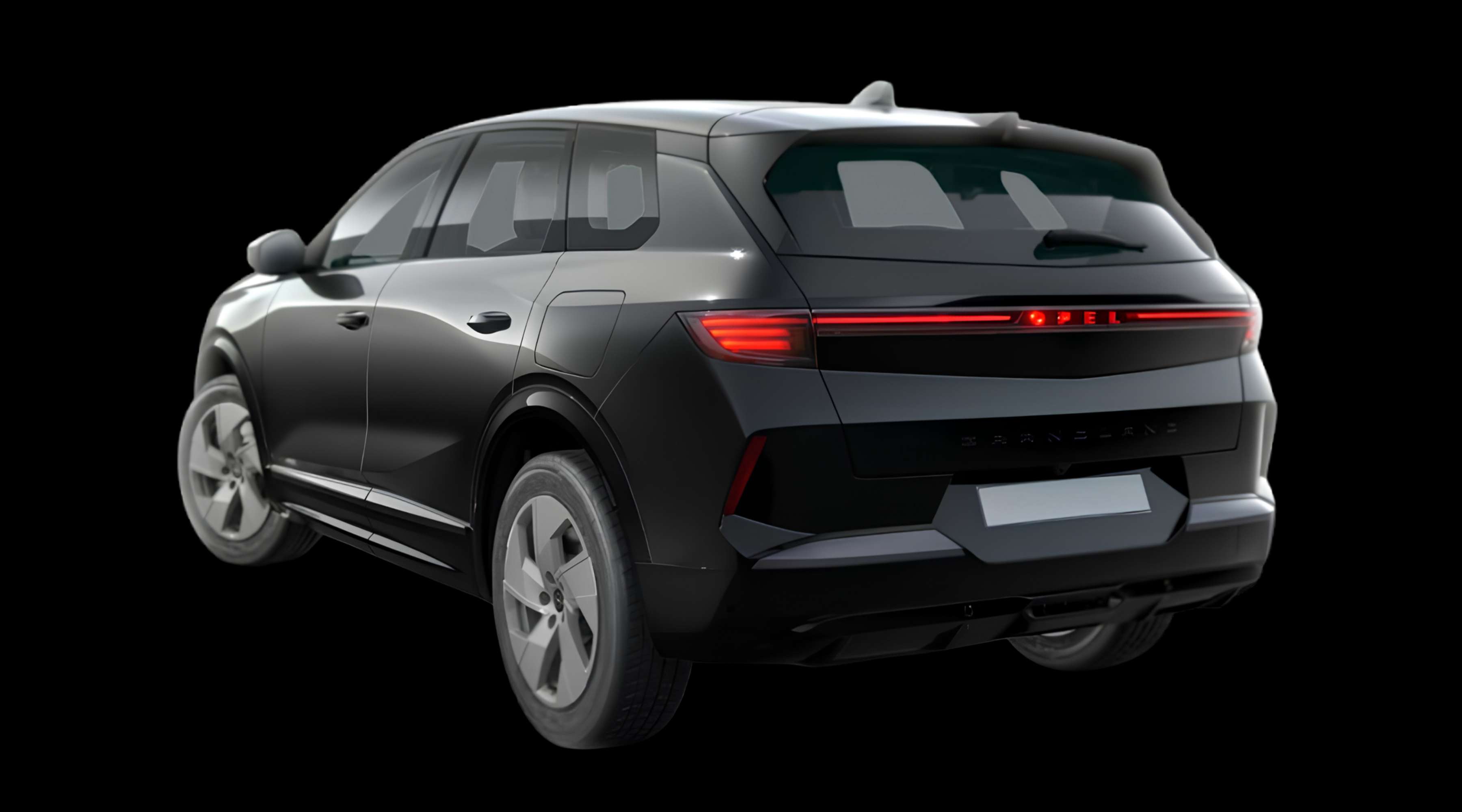 Schräge Heckansicht eines Opel Grandland, freigestellt