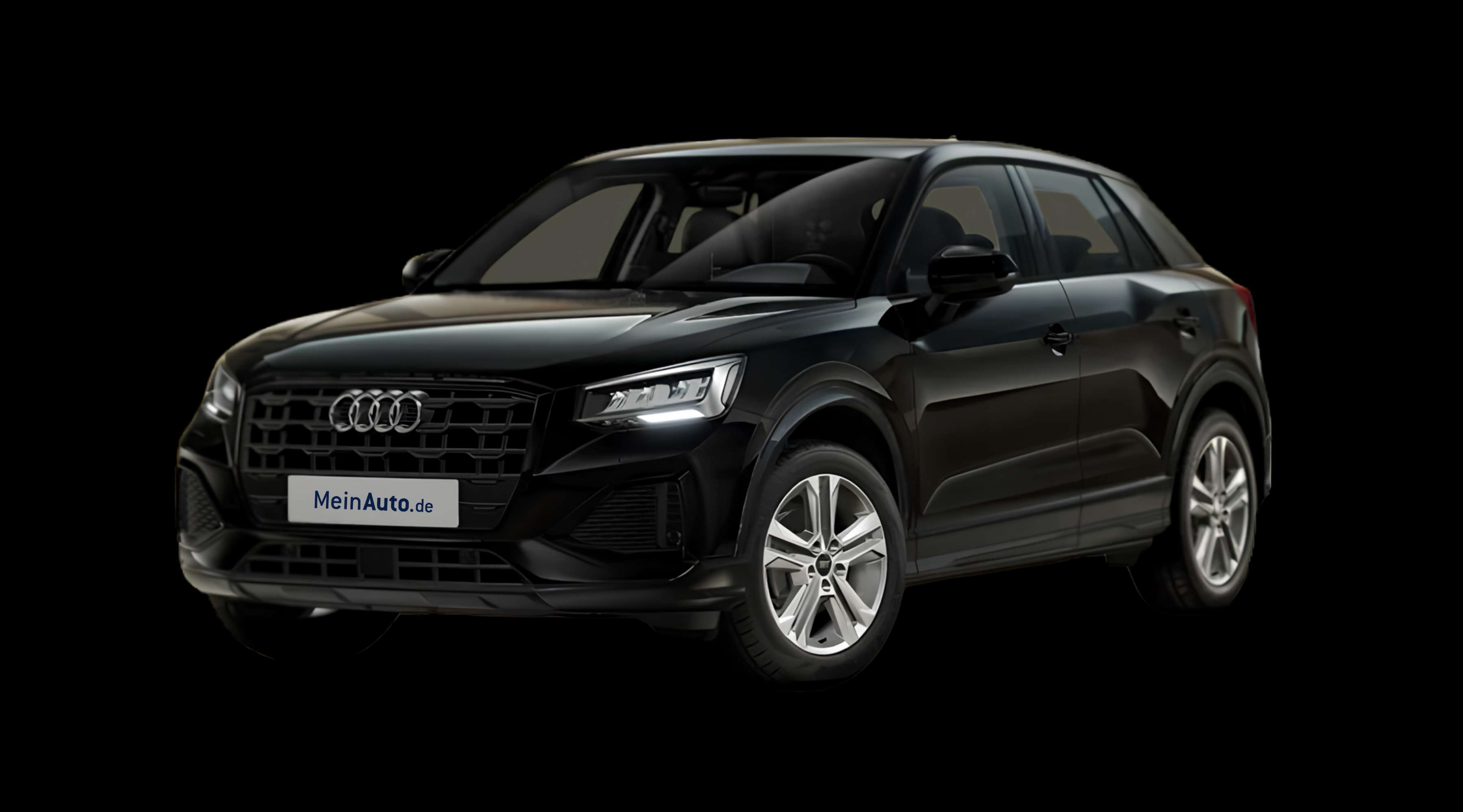Schräge Frontansicht eines Audi Q2, freigestellt