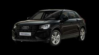 Schräge Frontansicht auf einen Audi Q2 advanced, freigestellt