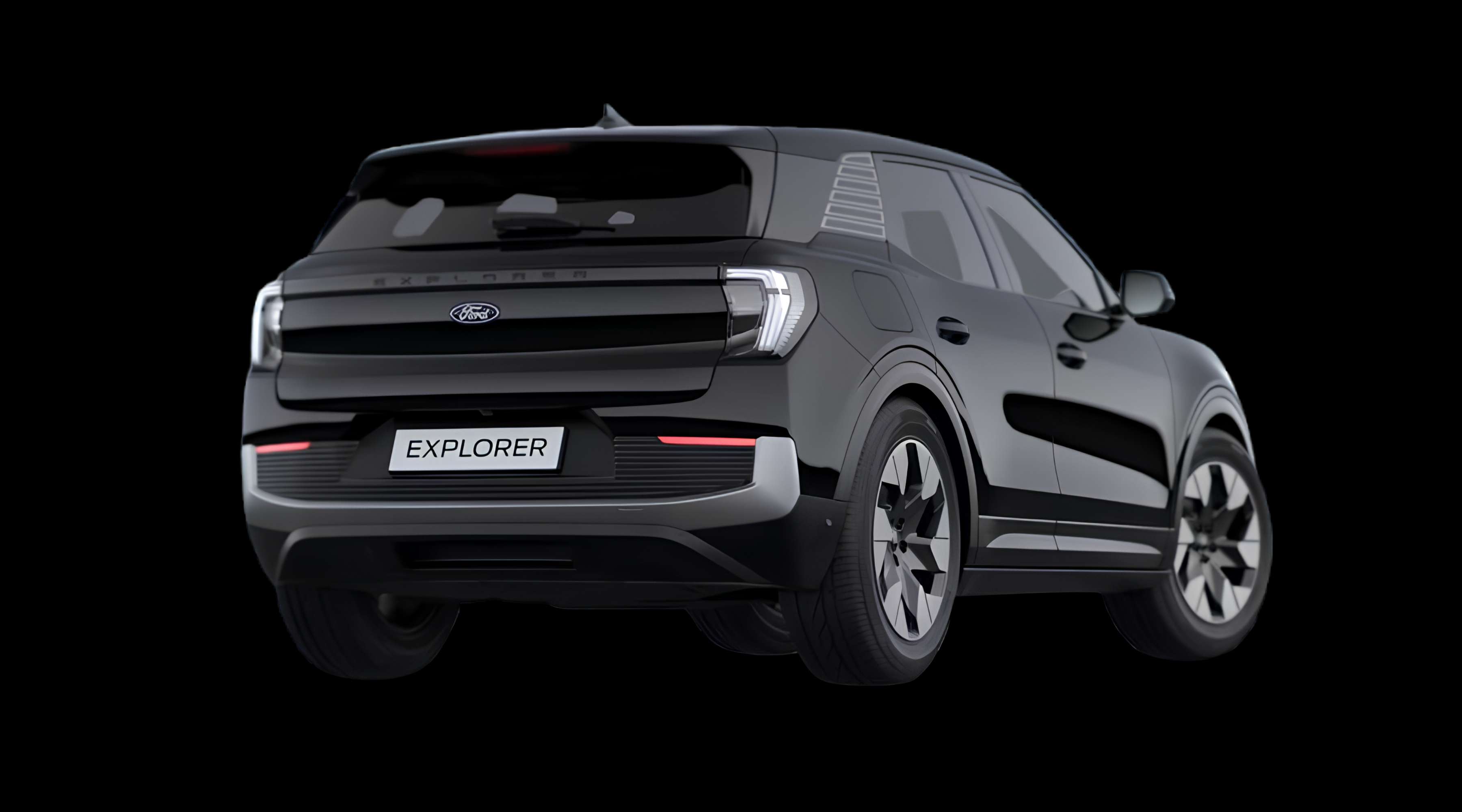 Schräge Heckansicht eines Ford Explorer, freigestellt