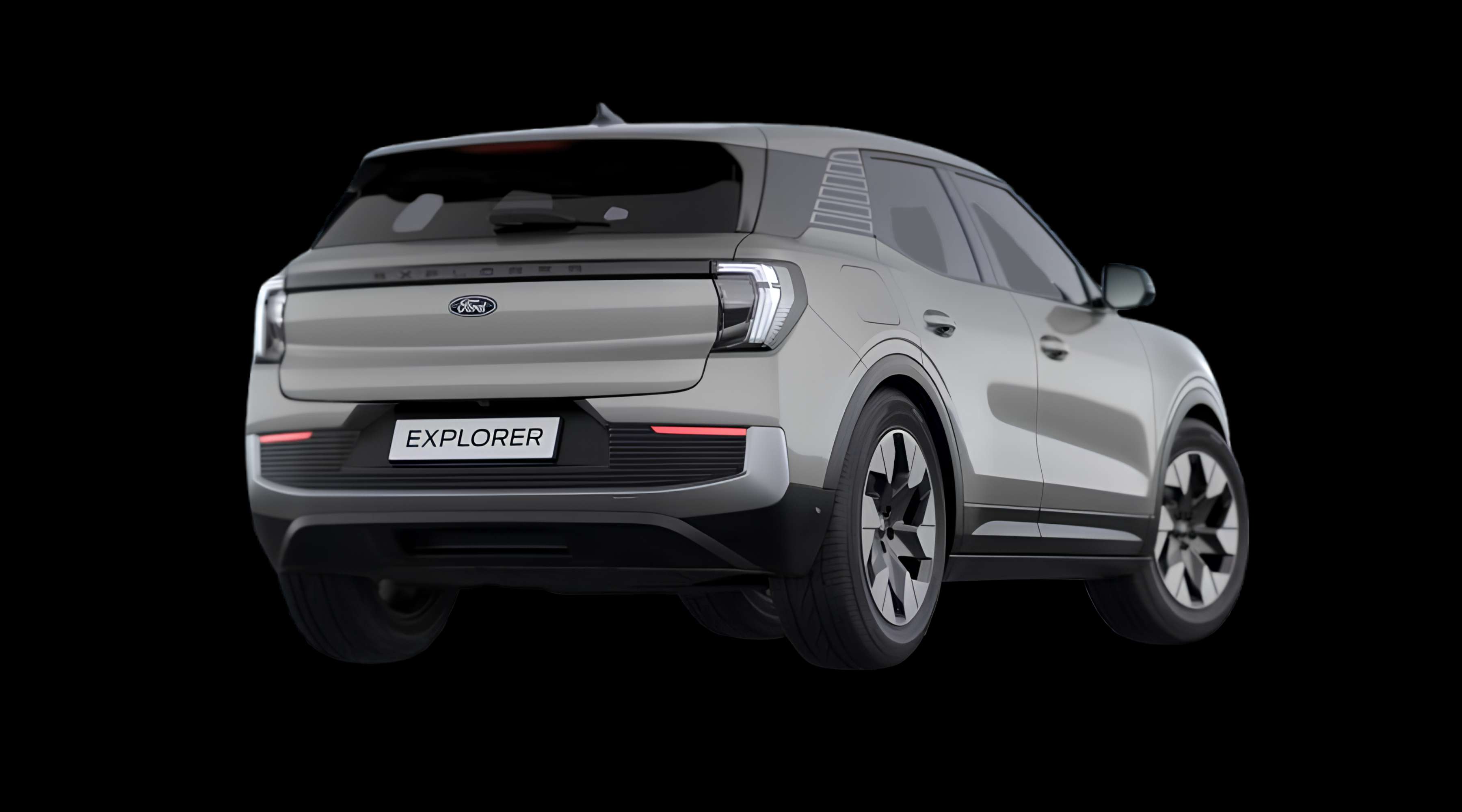 Schräge Heckansicht eines Ford Explorer, freigestellt