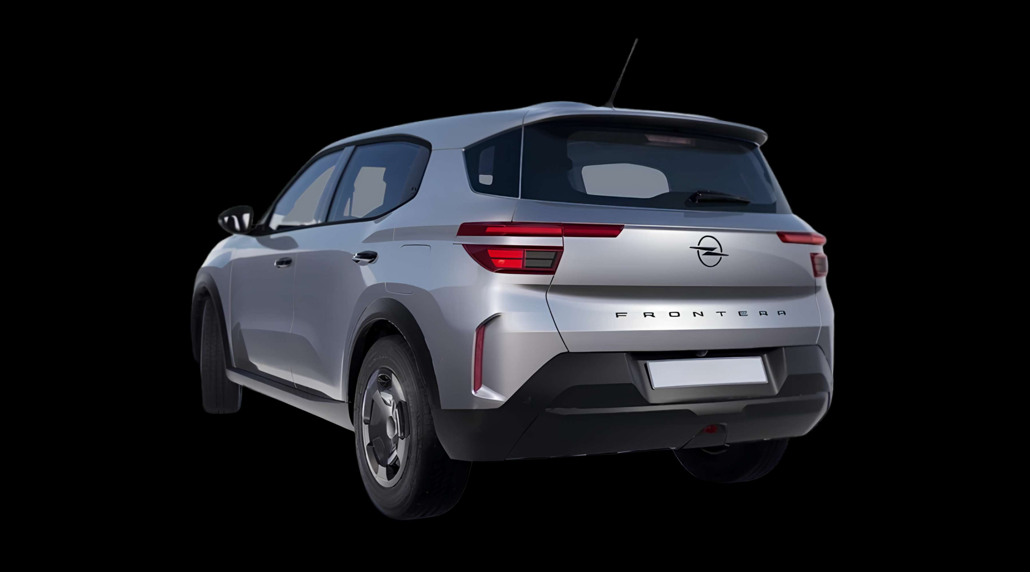 Schräge Heckansicht eines Opel Frontera, freigestellt