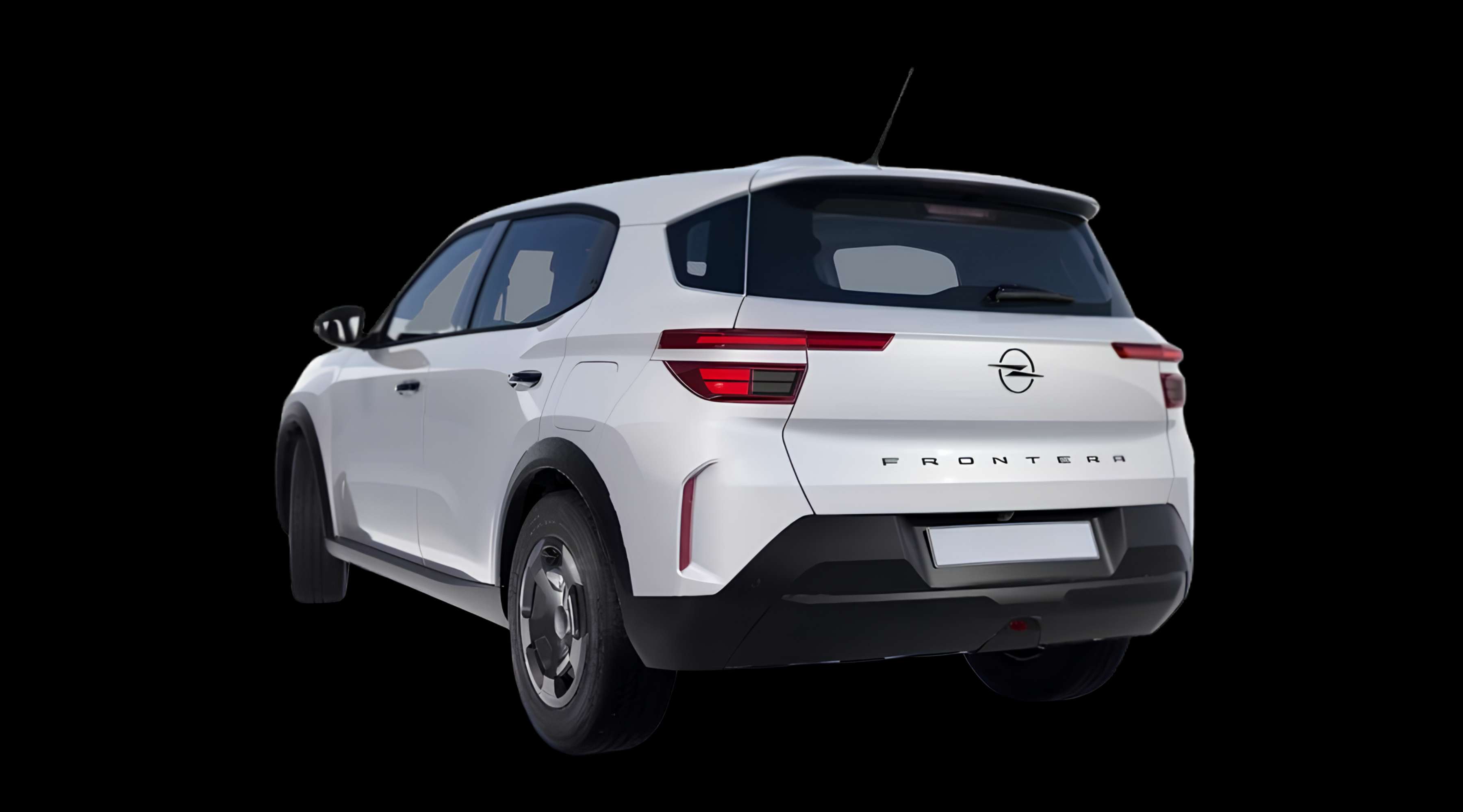 Schräge Heckansicht eines Opel Frontera, freigestellt