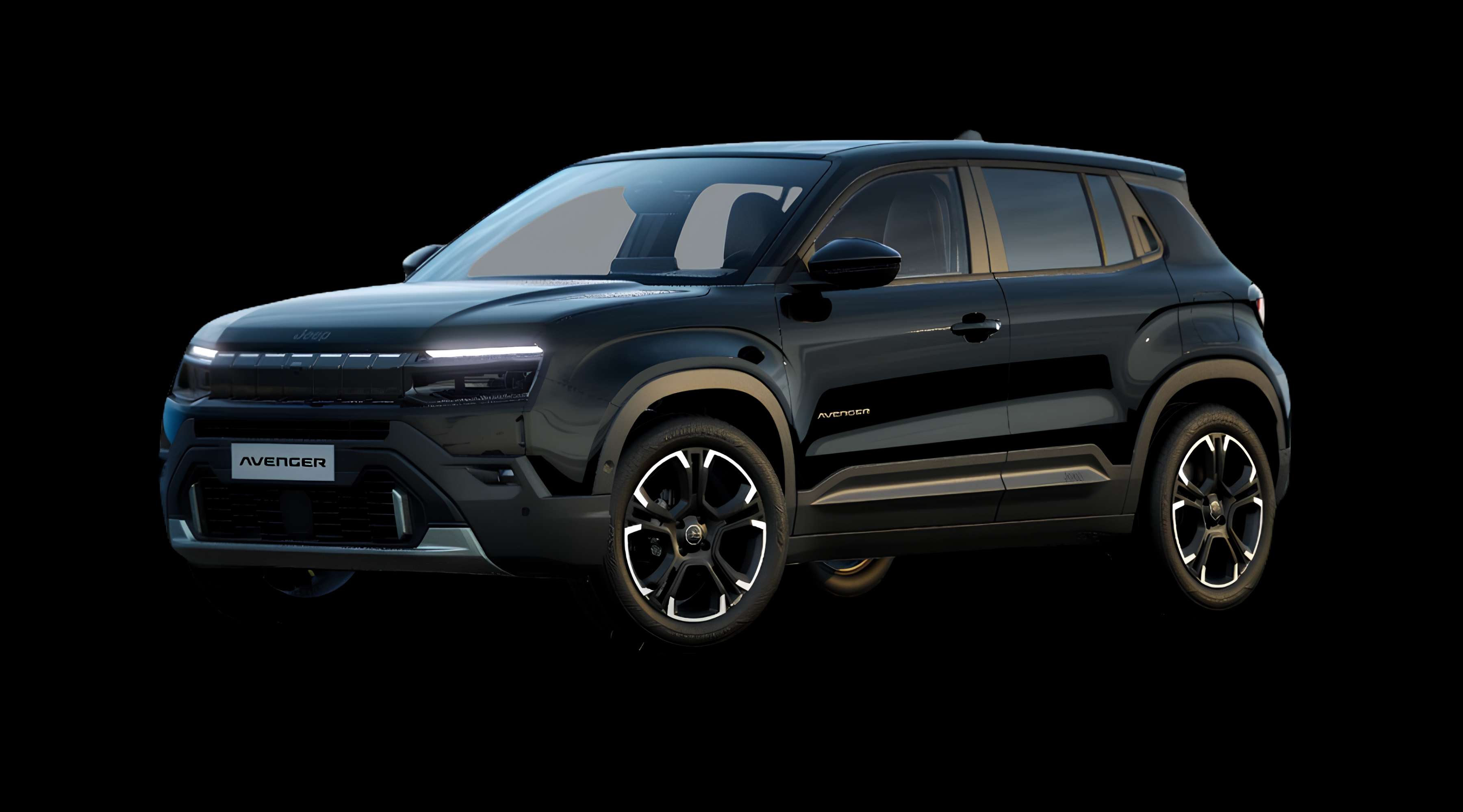 Schräge Frontansicht eines Jeep Avenger, freigestellt