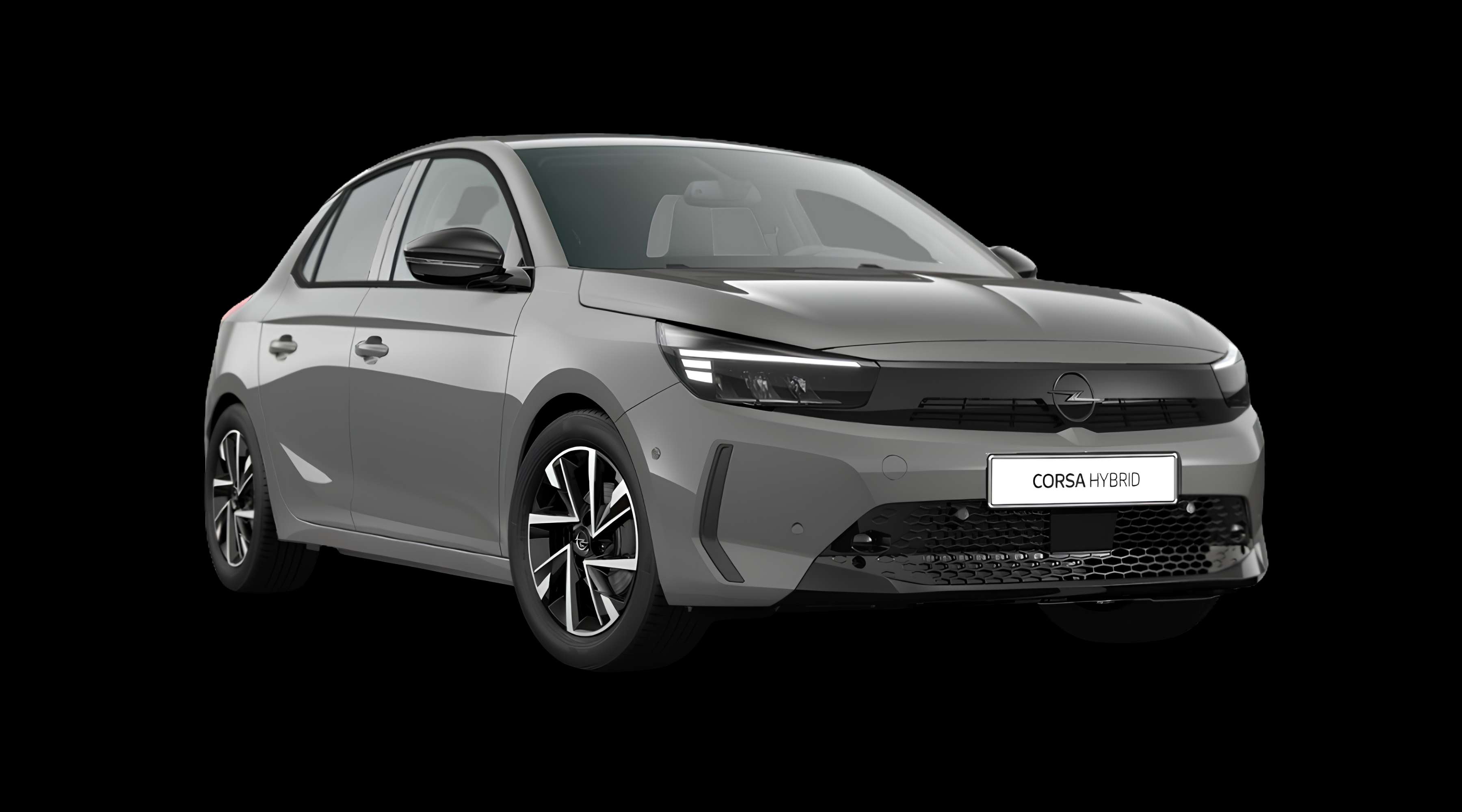 Schräge Frontansicht eines Opel Corsa, freigestellt