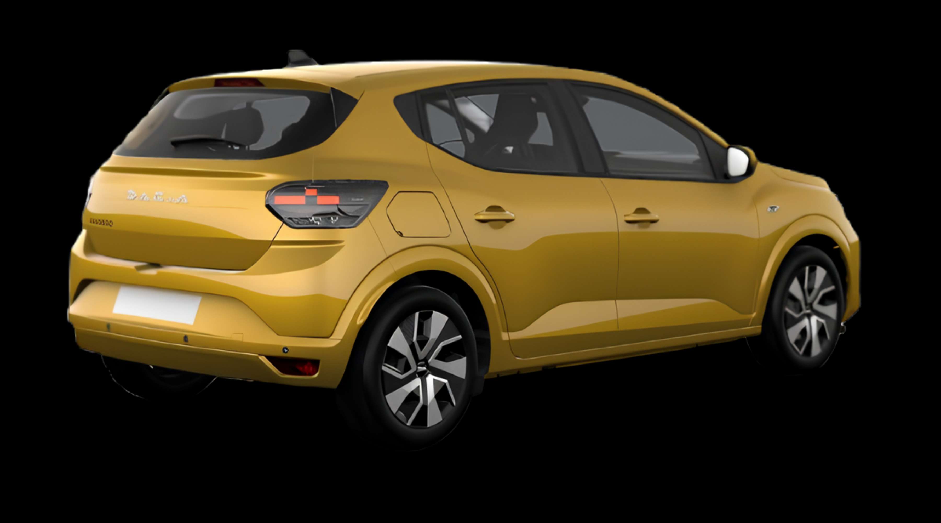 Schräge Heckansicht eines Dacia Sandero, freigestellt