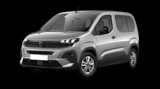 Schräge Frontansicht auf einen Peugeot Rifter Allure, freigestellt