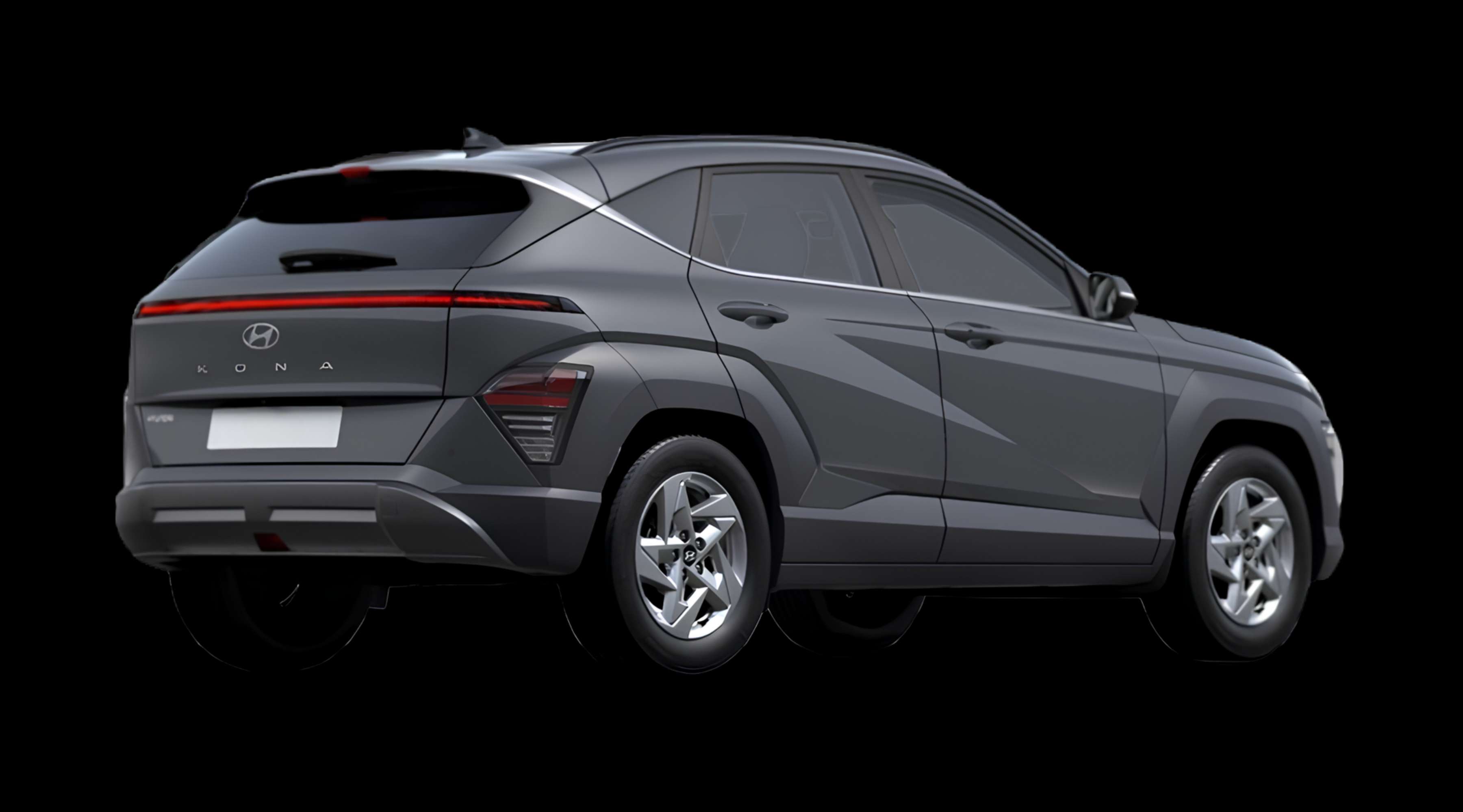 Schräge Heckansicht eines Hyundai Kona, freigestellt