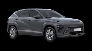 Schräge Frontansicht auf einen Hyundai Kona Trend, freigestellt