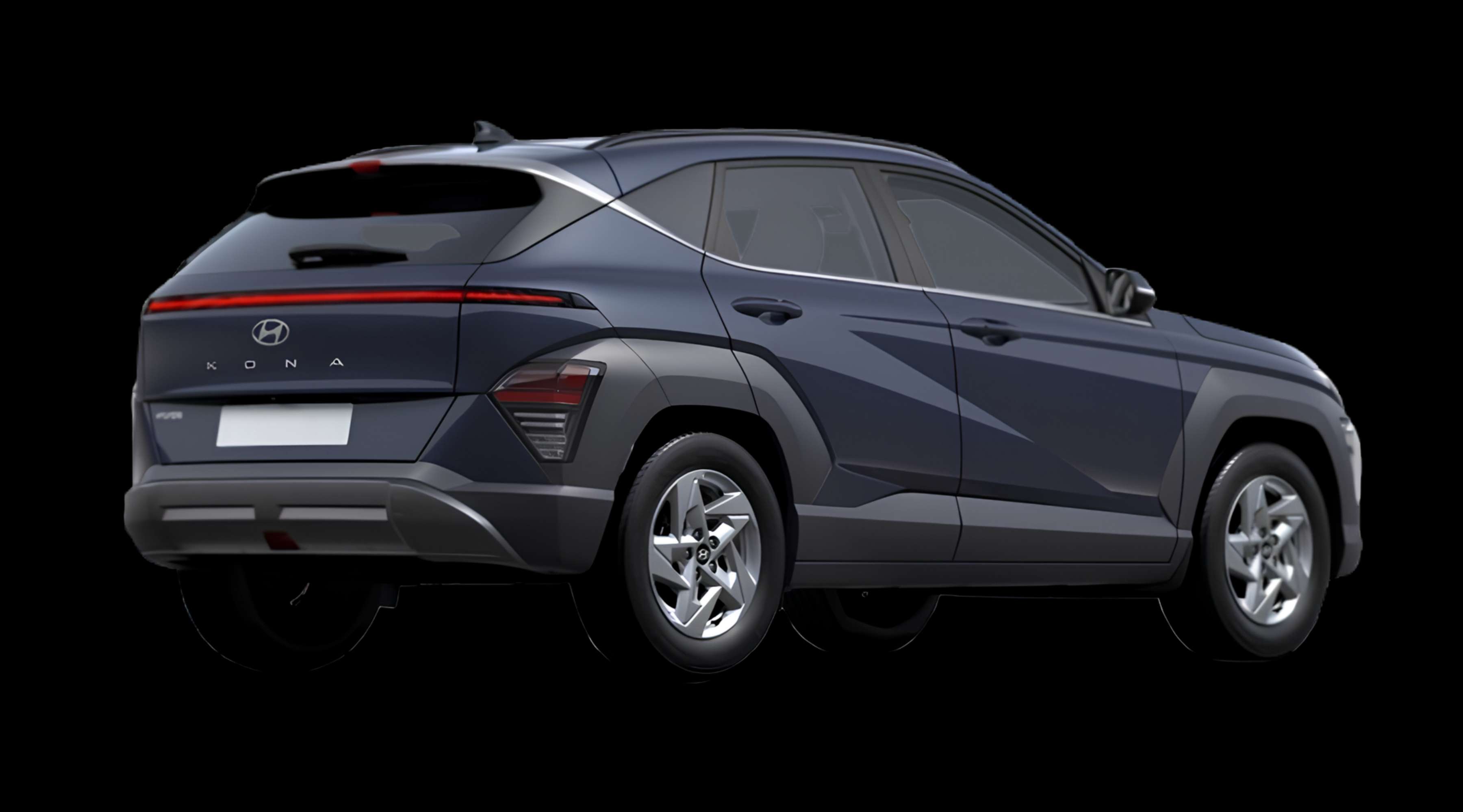 Schräge Heckansicht eines Hyundai Kona, freigestellt