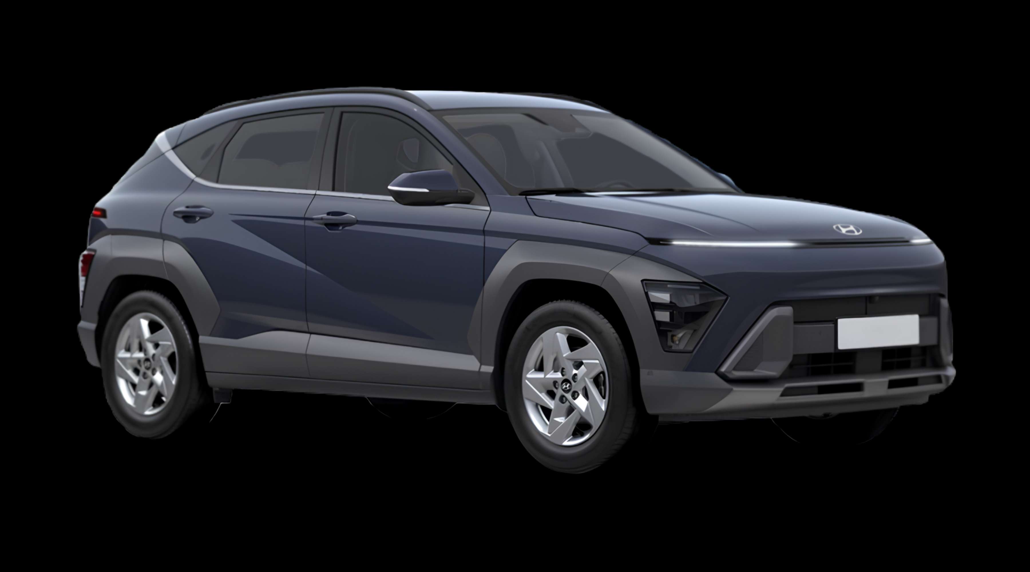 Schräge Frontansicht eines Hyundai Kona, freigestellt