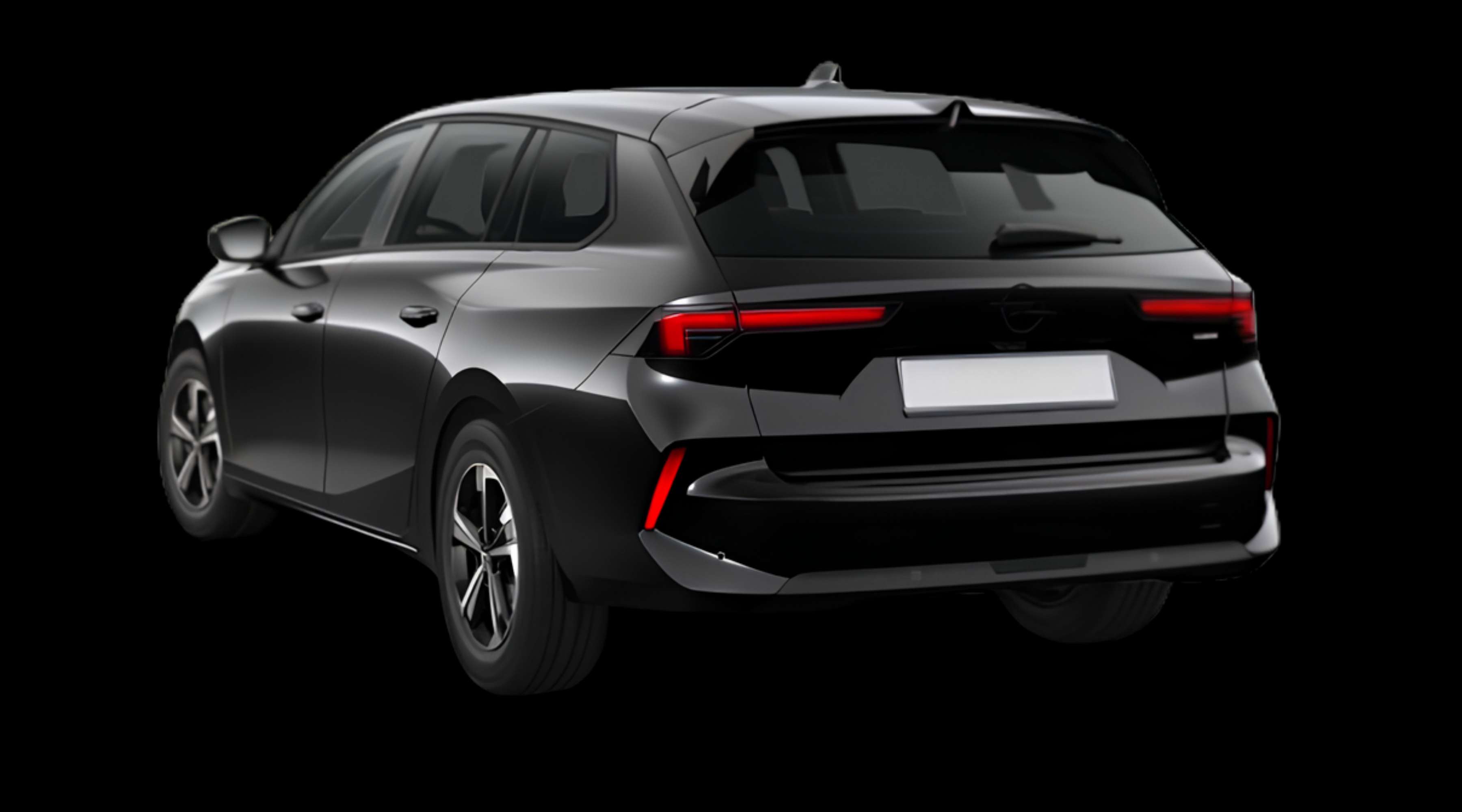 Schräge Heckansicht eines Opel Astra, freigestellt