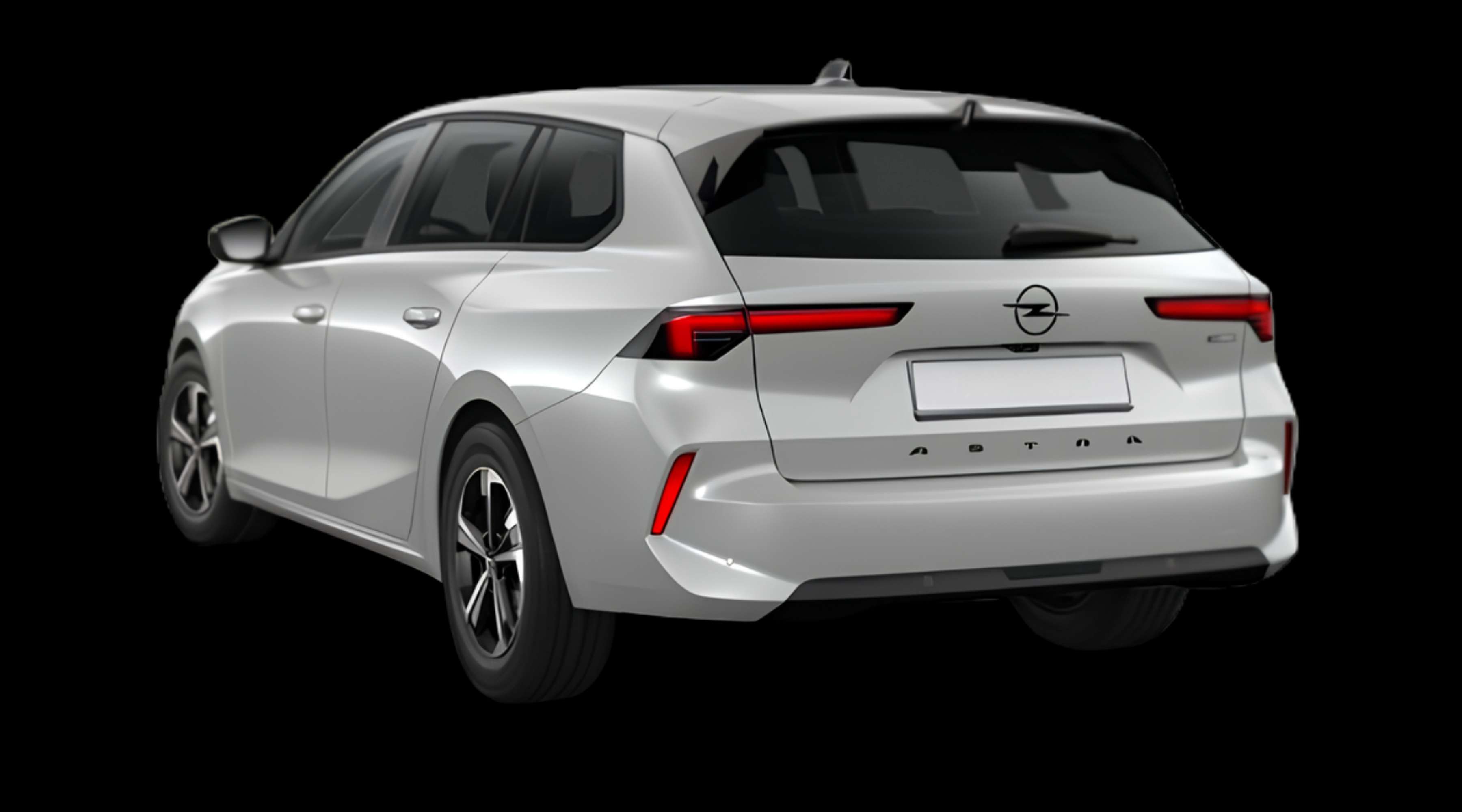 Schräge Heckansicht eines Opel Astra, freigestellt