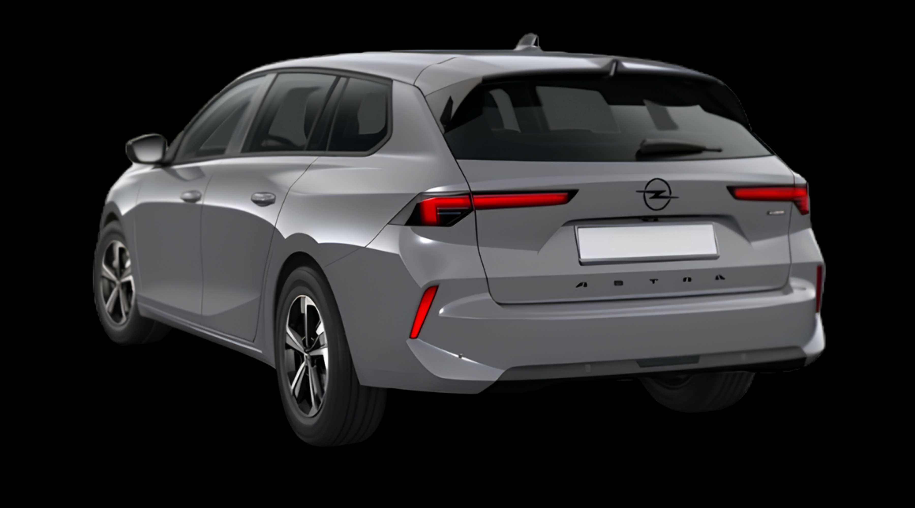 Schräge Heckansicht eines Opel Astra, freigestellt