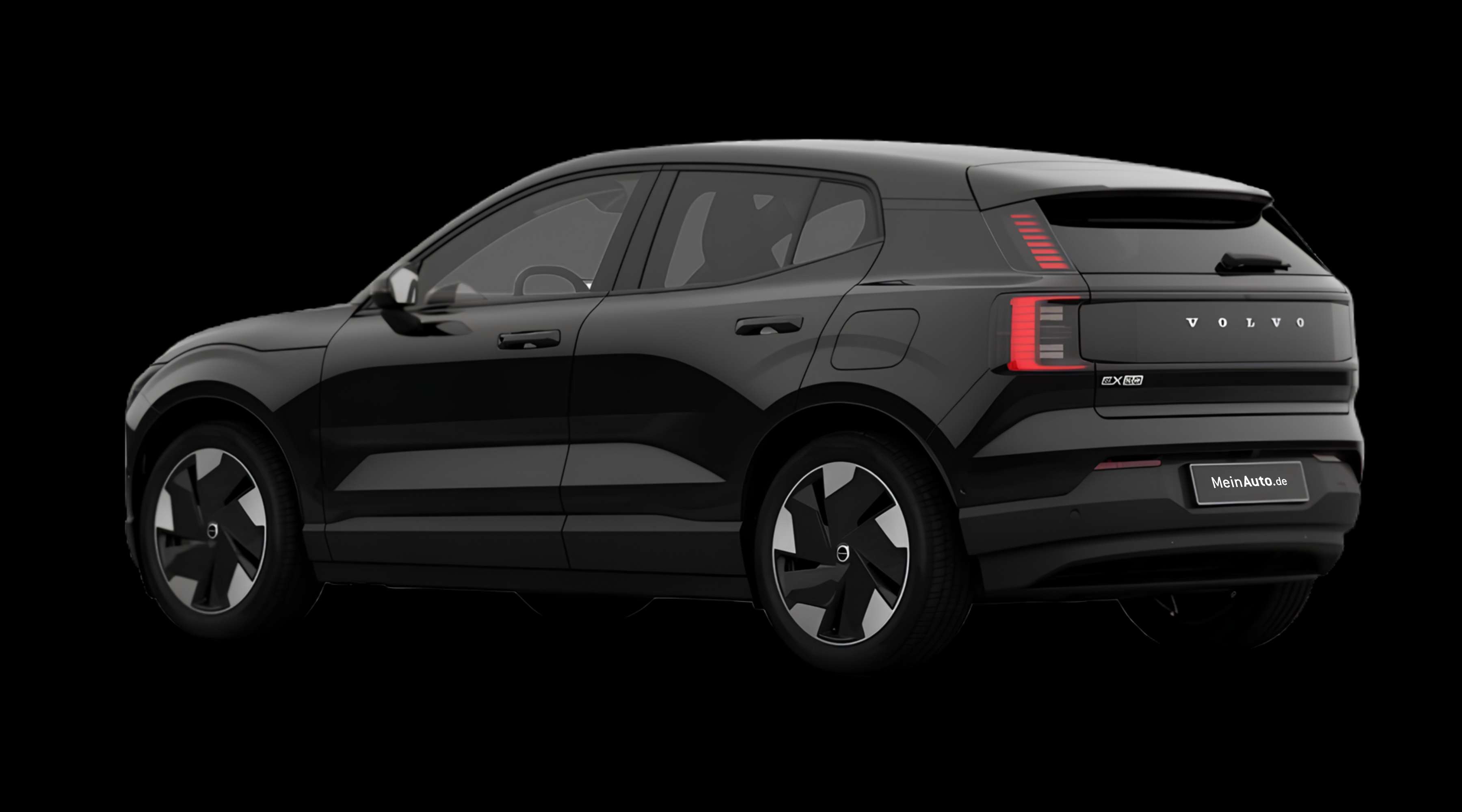 Schräge Heckansicht eines Volvo EX30, freigestellt