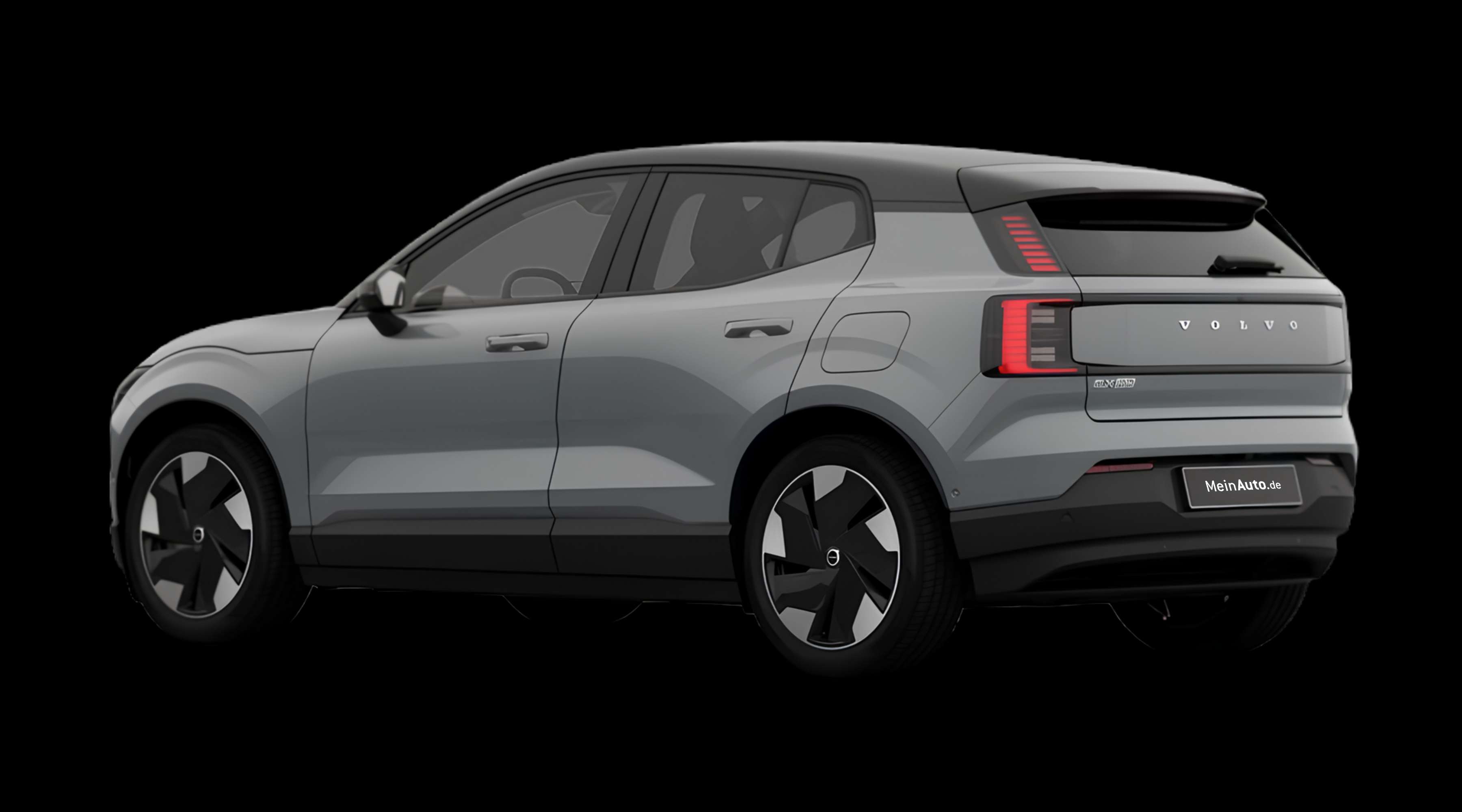 Schräge Heckansicht eines Volvo EX30, freigestellt