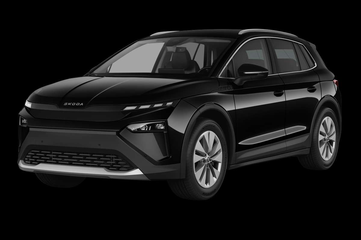 Schräge Frontansicht eines Skoda Elroq, freigestellt