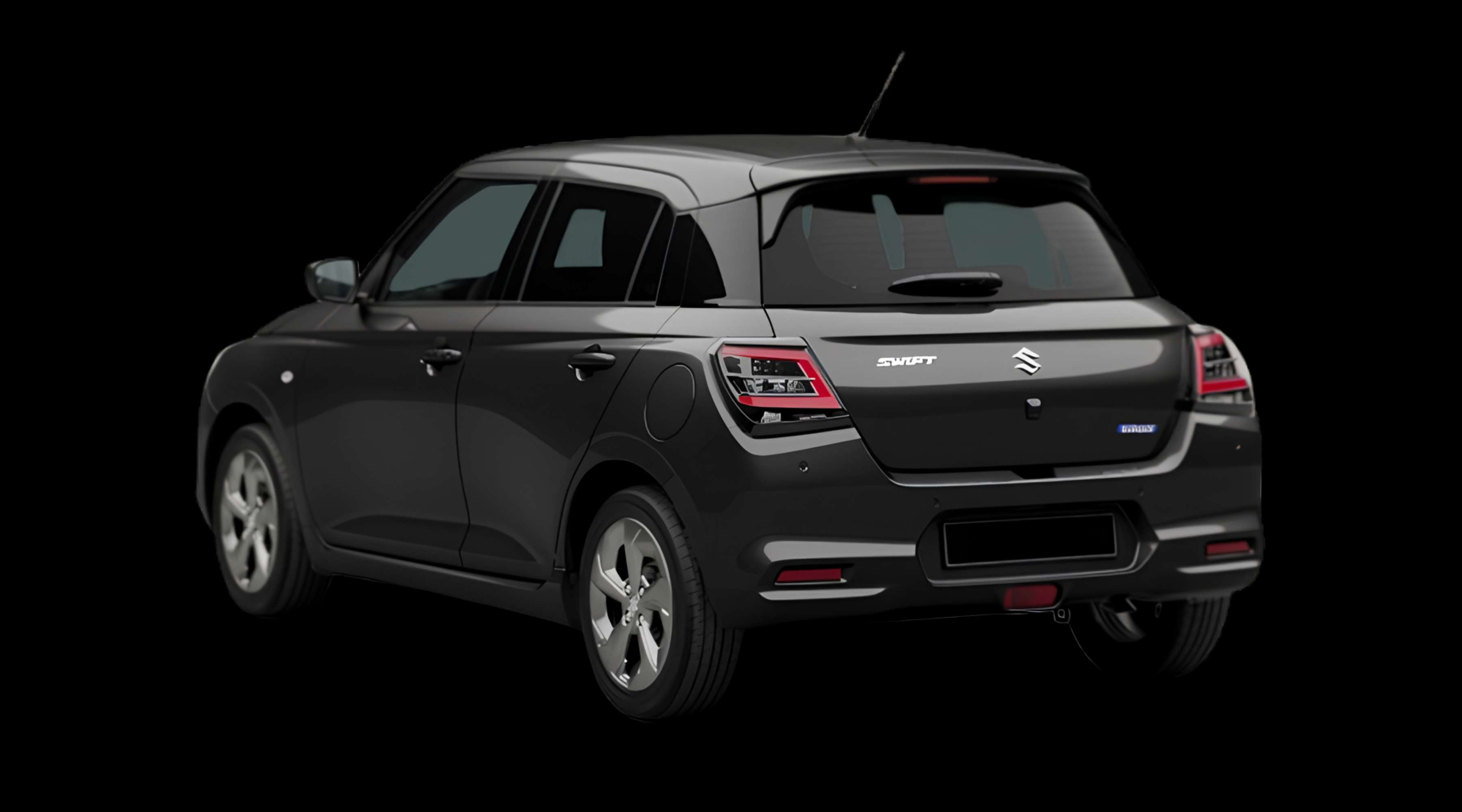 Schräge Heckansicht eines Suzuki Swift, freigestellt
