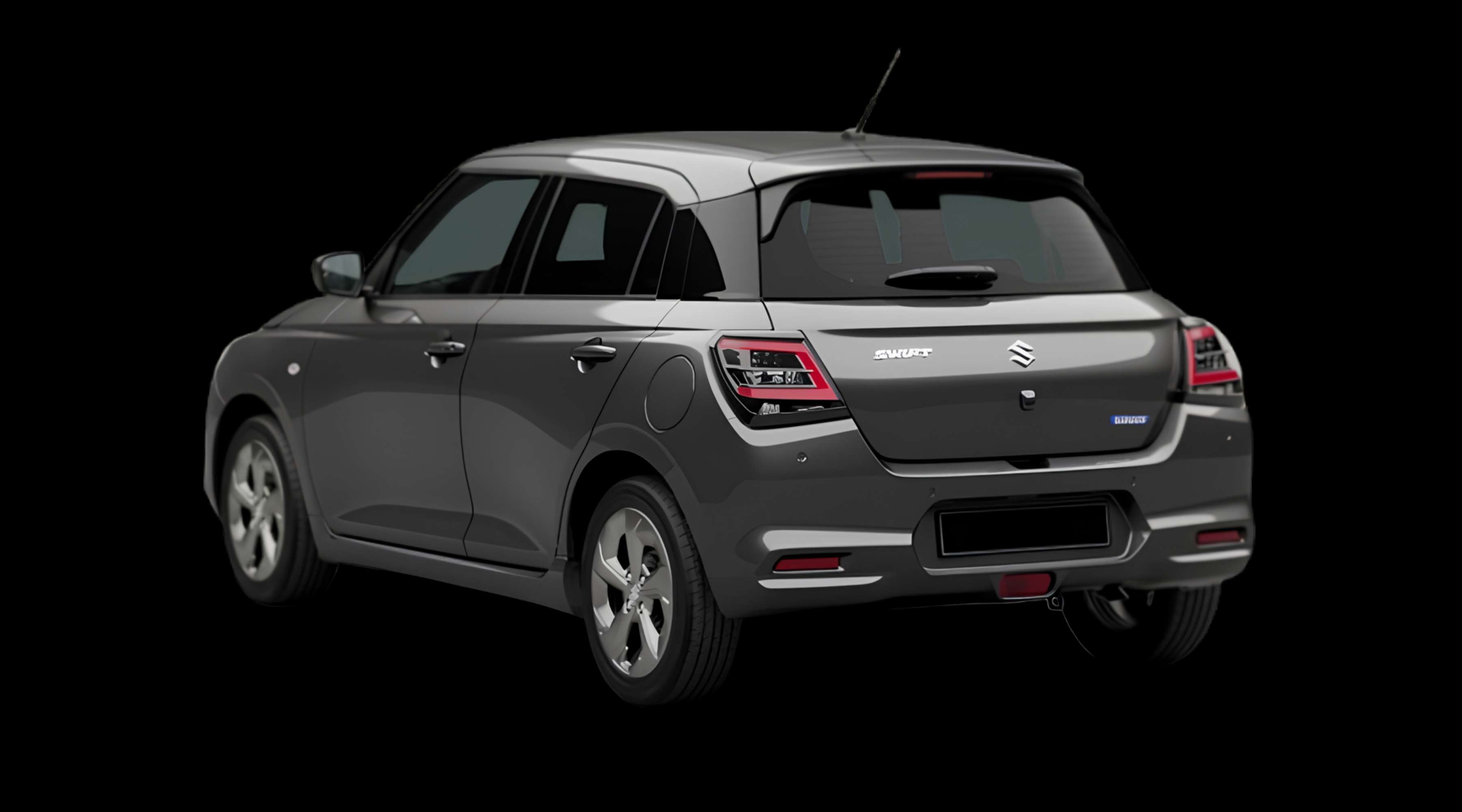 Schräge Heckansicht eines Suzuki Swift, freigestellt