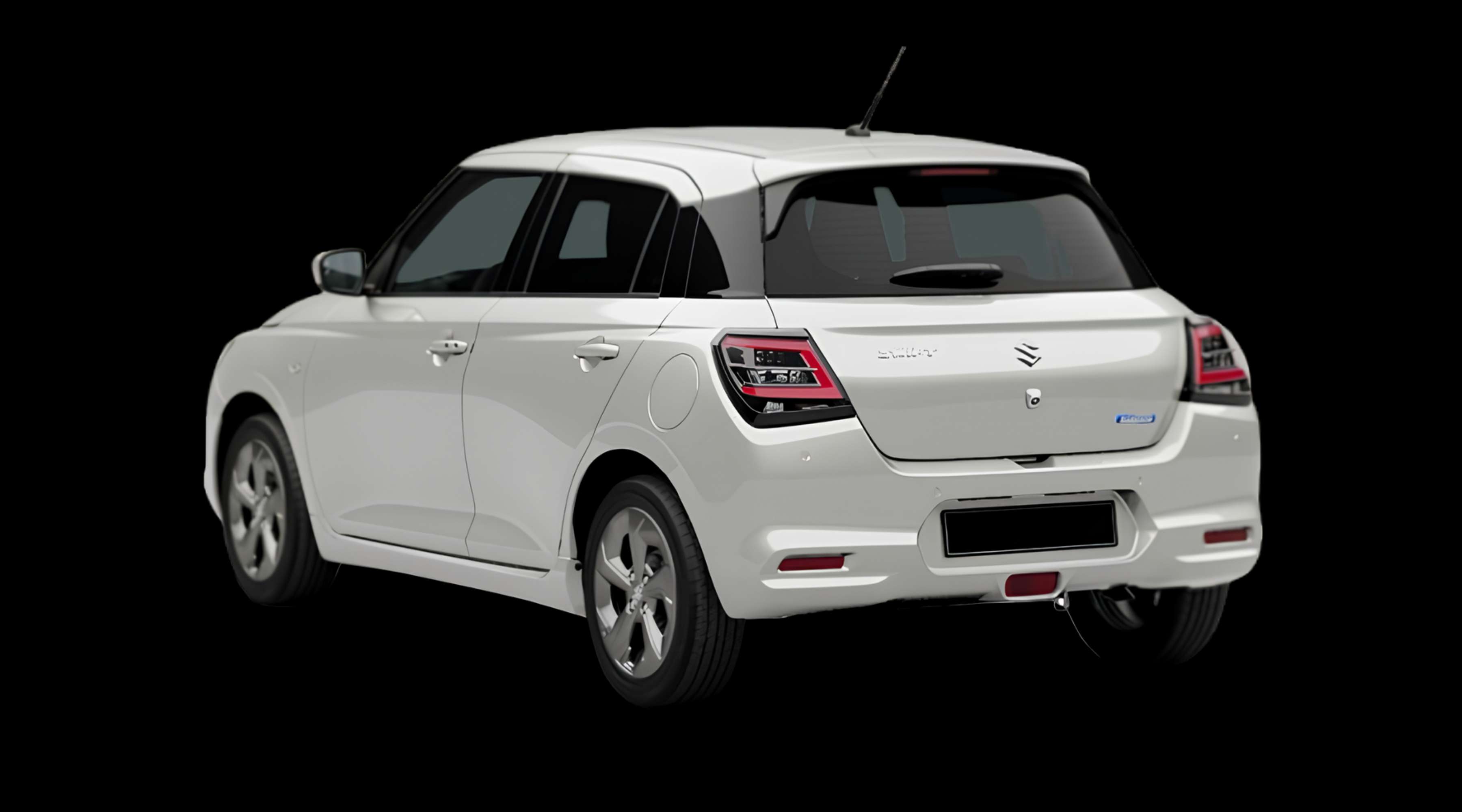 Schräge Heckansicht eines Suzuki Swift, freigestellt