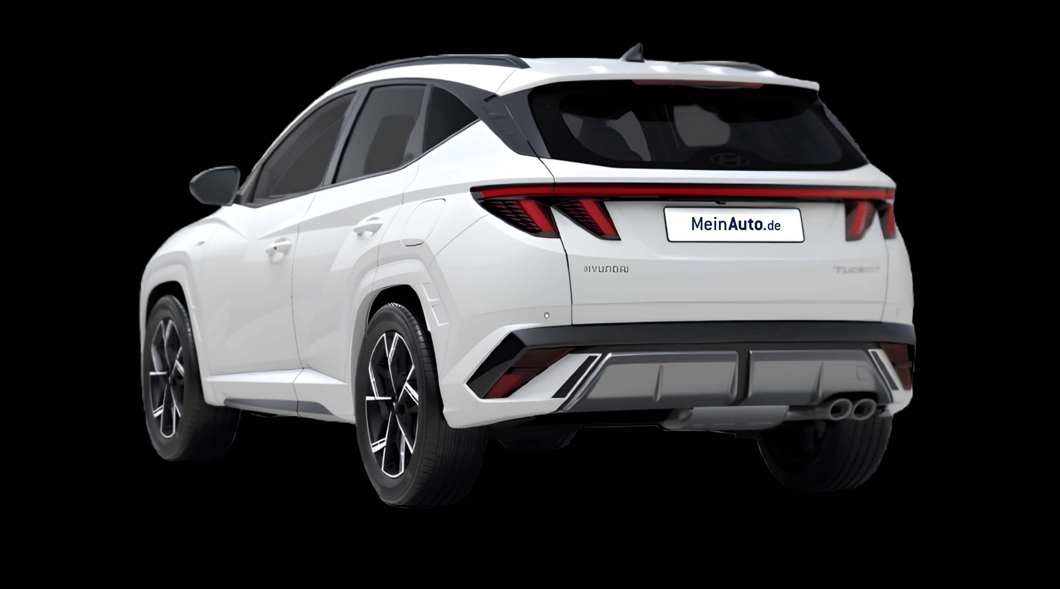 Schräge Heckansicht eines Hyundai Tucson, freigestellt