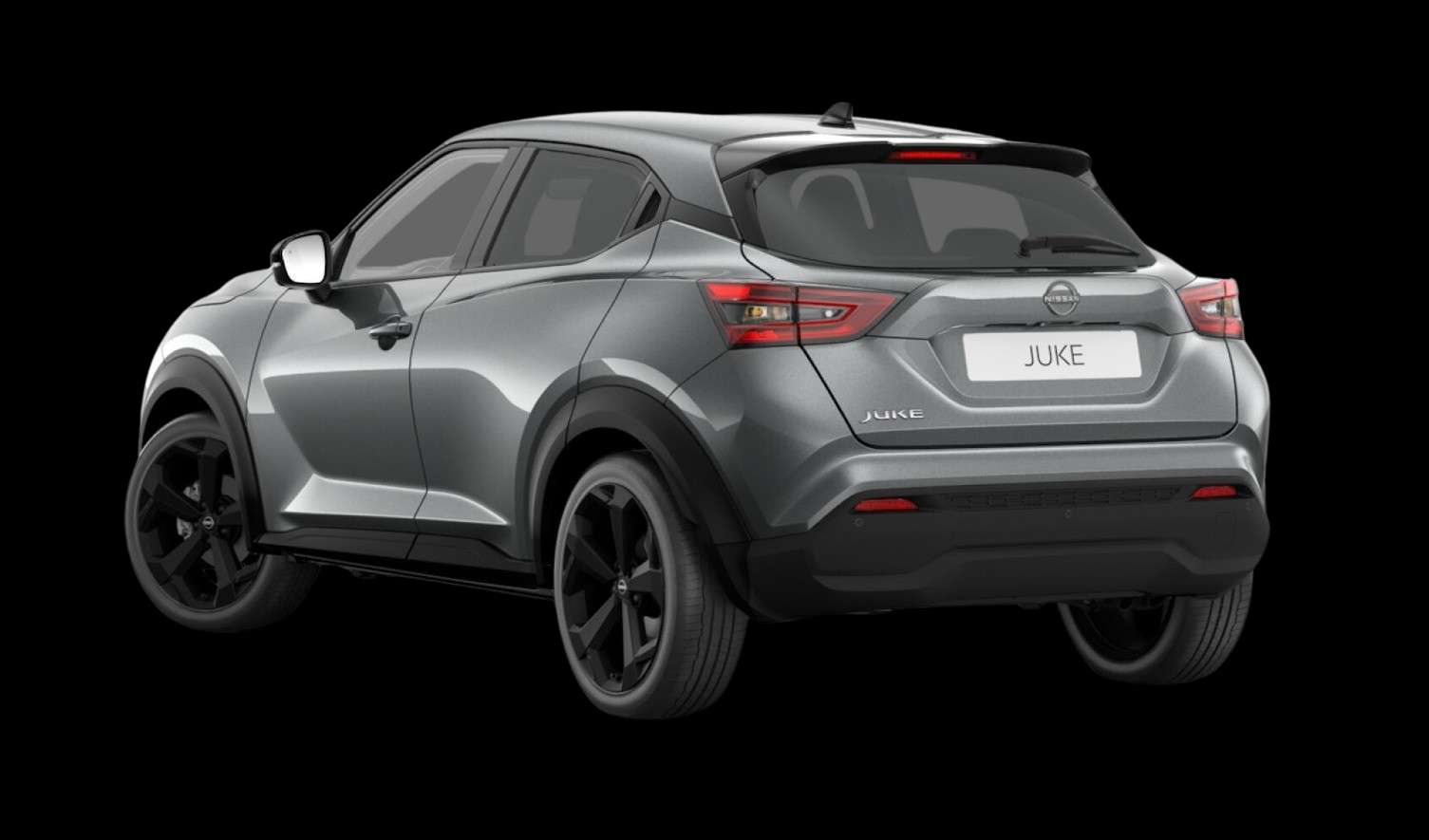 Schräge Heckansicht eines Nissan JUKE, freigestellt