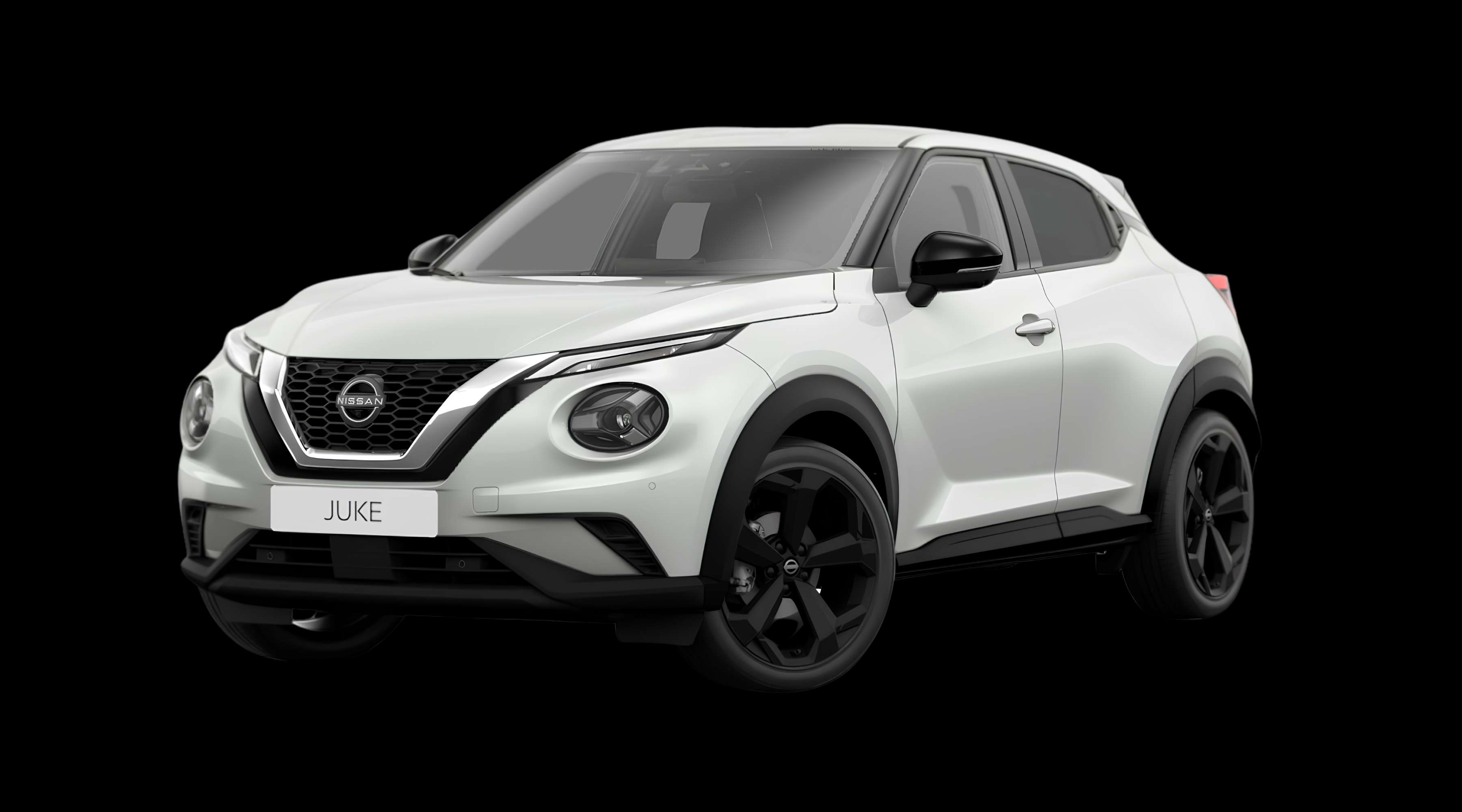 Schräge Frontansicht eines Nissan JUKE, freigestellt