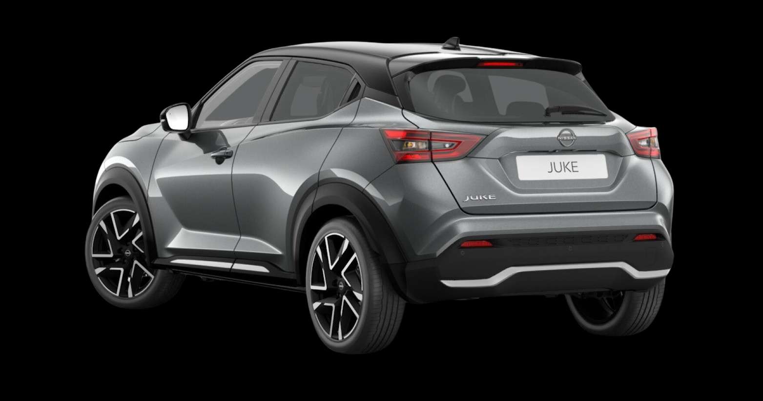 Schräge Heckansicht eines Nissan JUKE, freigestellt