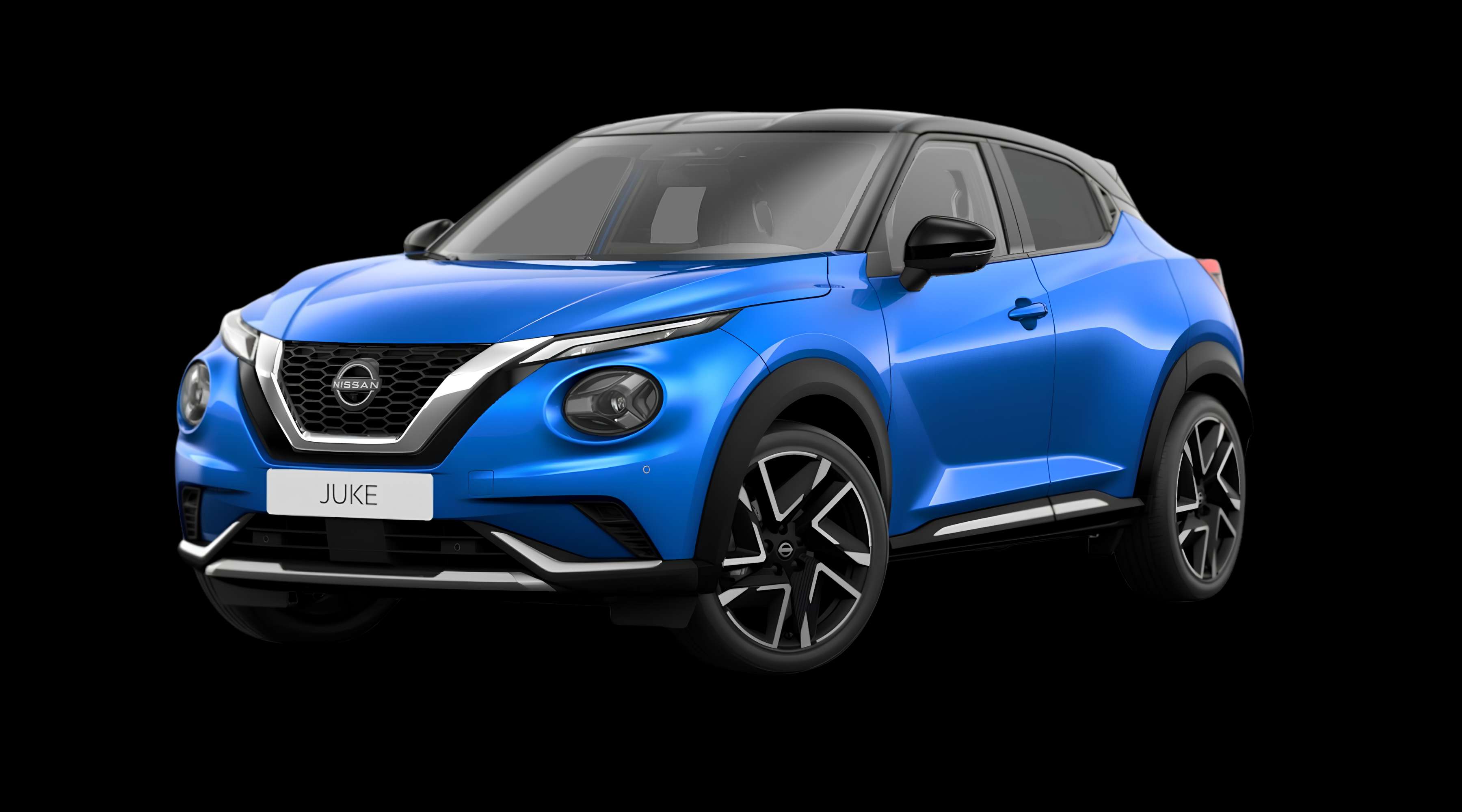 Schräge Frontansicht eines Nissan JUKE, freigestellt