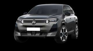 Schräge Frontansicht auf einen Citroën C5 Aircross ÉMERAUDE, freigestellt