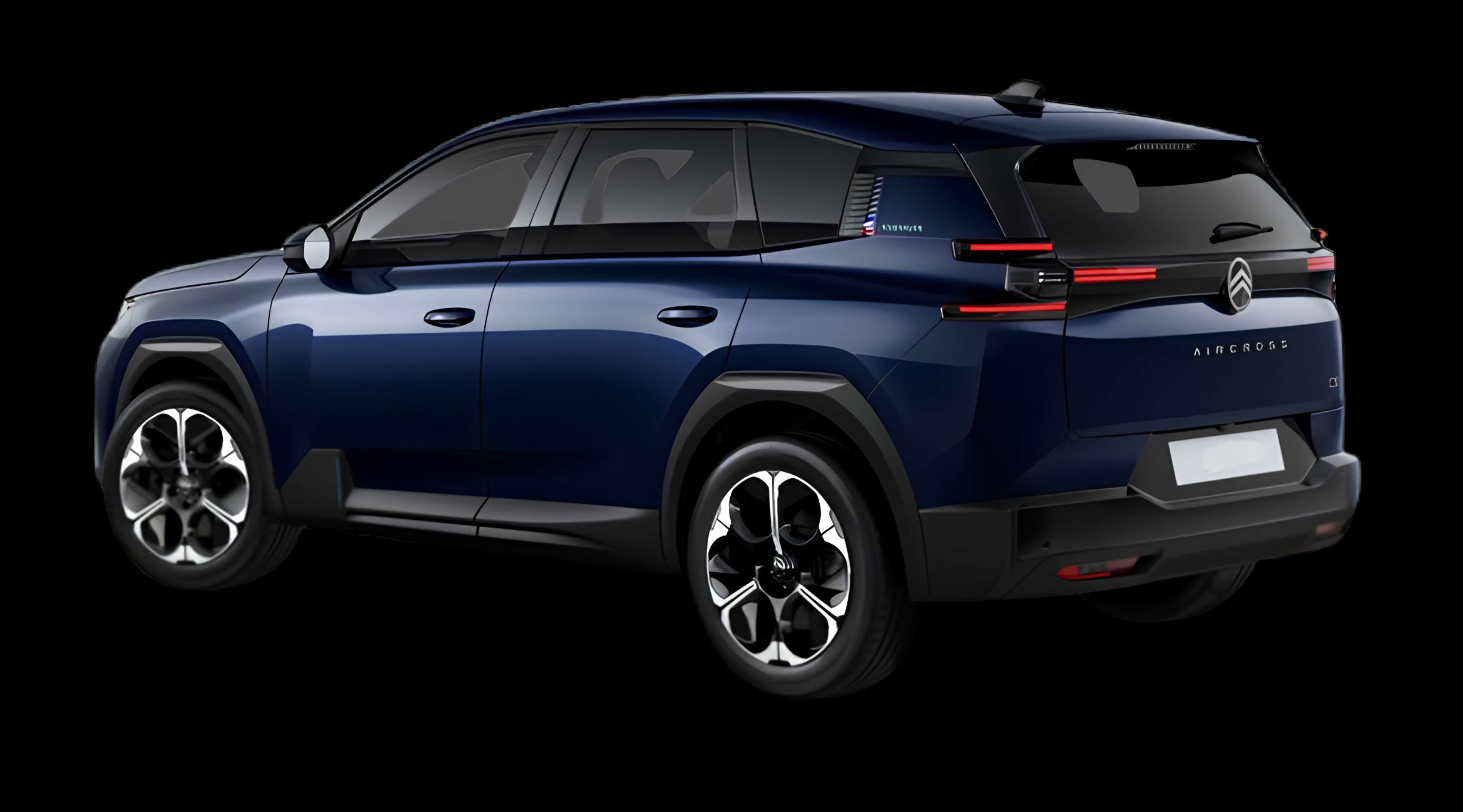 Schräge Heckansicht eines Citroën C5 Aircross, freigestellt