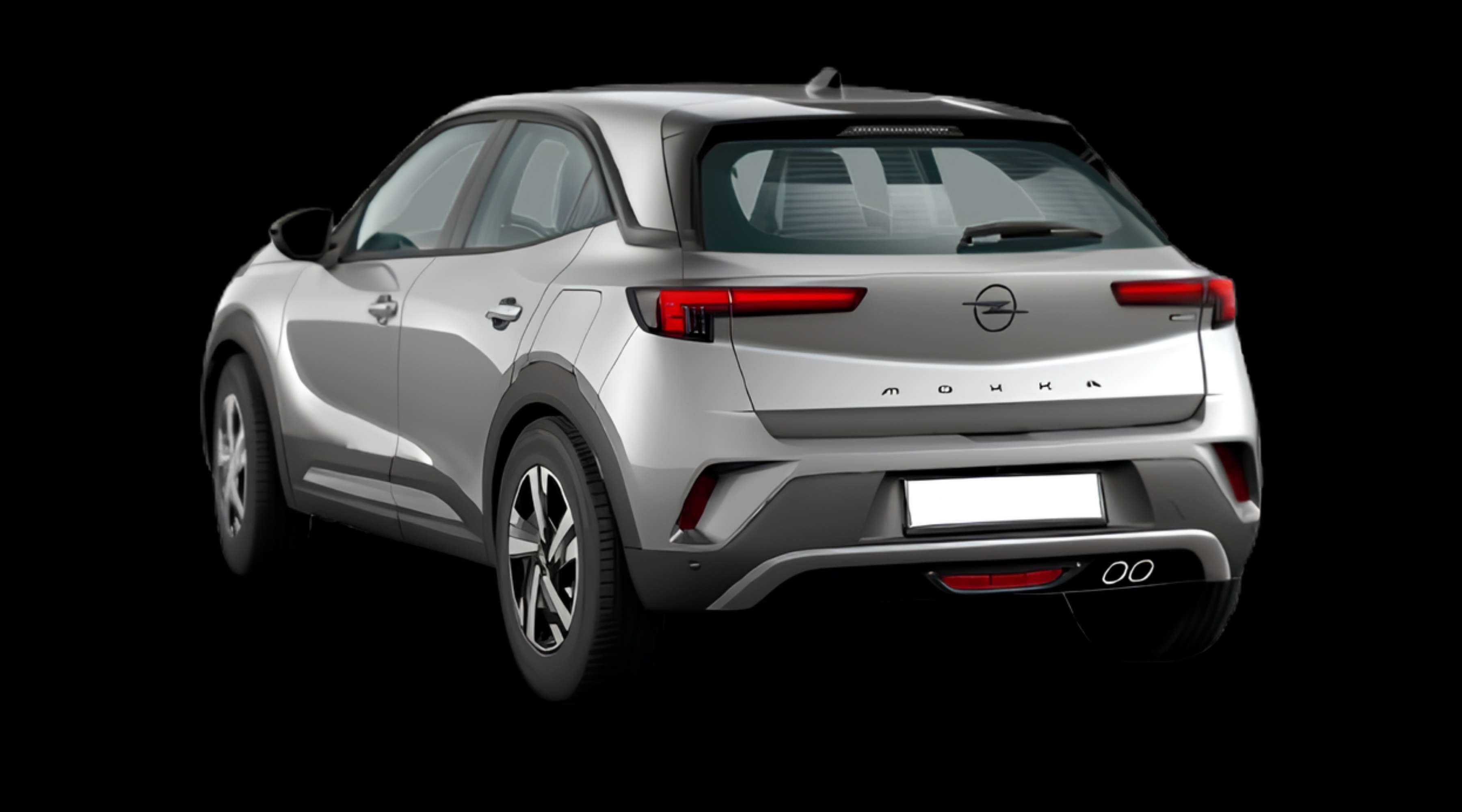 Schräge Heckansicht eines Opel Mokka, freigestellt