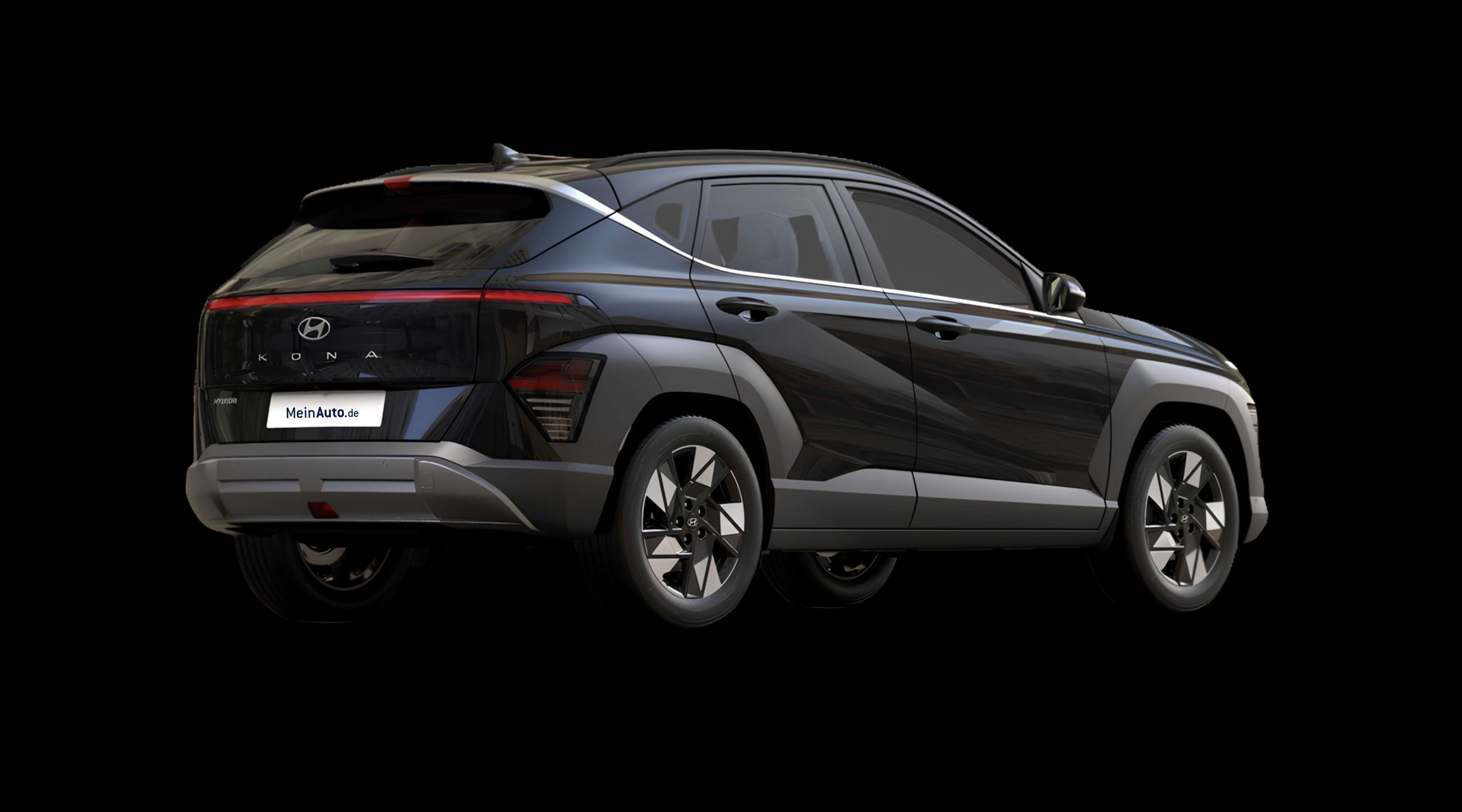 Schräge Heckansicht eines Hyundai Kona, freigestellt