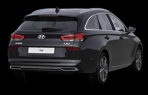 Schräge Heckansicht auf einen Hyundai i30, freigestellt