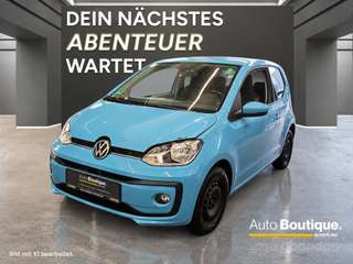 Schräge Frontansicht auf einen Volkswagen up! , freigestellt