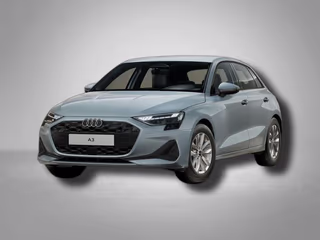 Schräge Frontansicht auf einen Audi A3 , freigestellt
