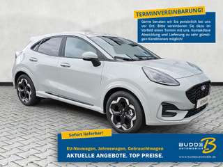 Schräge Frontansicht auf einen Ford Puma , freigestellt