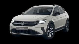 Schräge Frontansicht auf einen Volkswagen Taigo , freigestellt