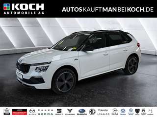 Schräge Frontansicht auf einen Skoda Kamiq , freigestellt