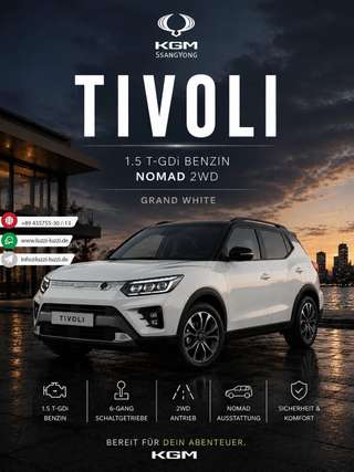 Schräge Frontansicht auf einen KGM Tivoli , freigestellt