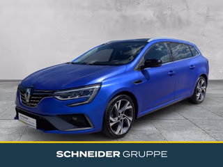 Schräge Frontansicht auf einen Renault Megane E-TECH , freigestellt