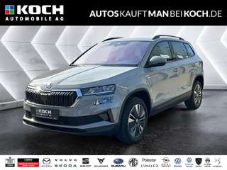 Schräge Frontansicht auf einen Skoda Karoq , freigestellt