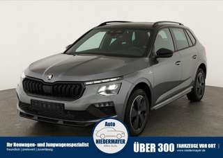 Schräge Frontansicht auf einen Skoda Kamiq , freigestellt