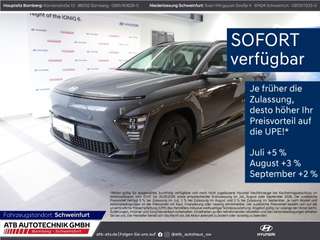 Schräge Frontansicht auf einen Hyundai Kona Elektro , freigestellt