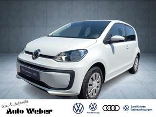 Schräge Frontansicht auf einen Volkswagen up! , freigestellt
