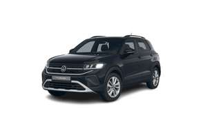 Schräge Frontansicht auf einen Volkswagen T-Cross , freigestellt