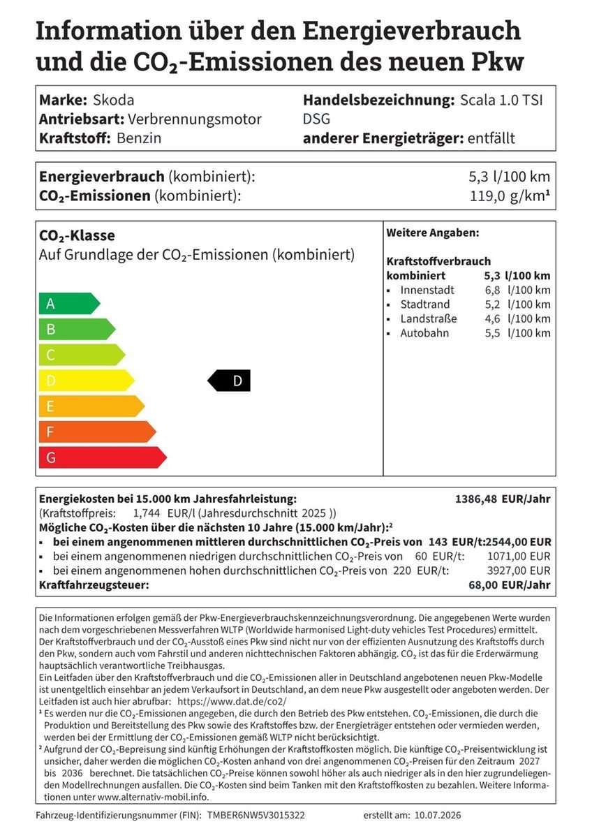 Fahrzeugbild eines Skoda Scala