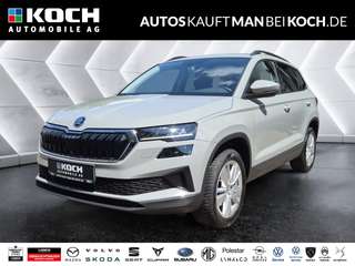 Schräge Frontansicht auf einen Skoda Karoq , freigestellt
