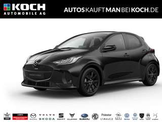 Schräge Frontansicht auf einen Mazda Mazda2 Hybrid , freigestellt